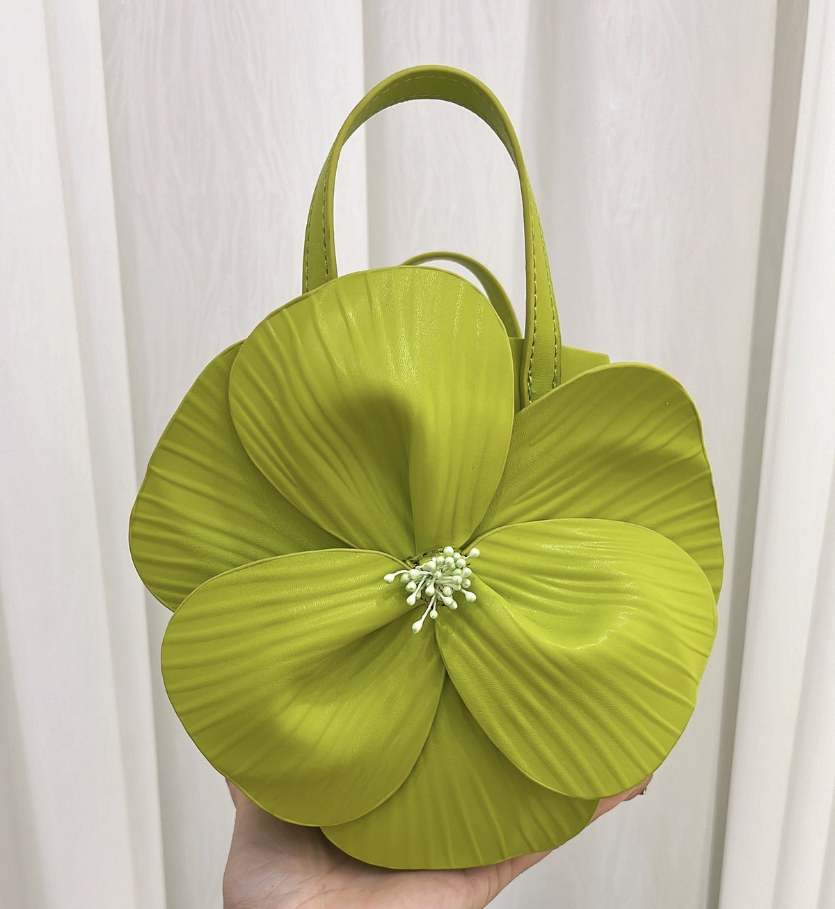 Şık 3D Petal Çiçek Düz Renk Yaka Çanta - Phentora