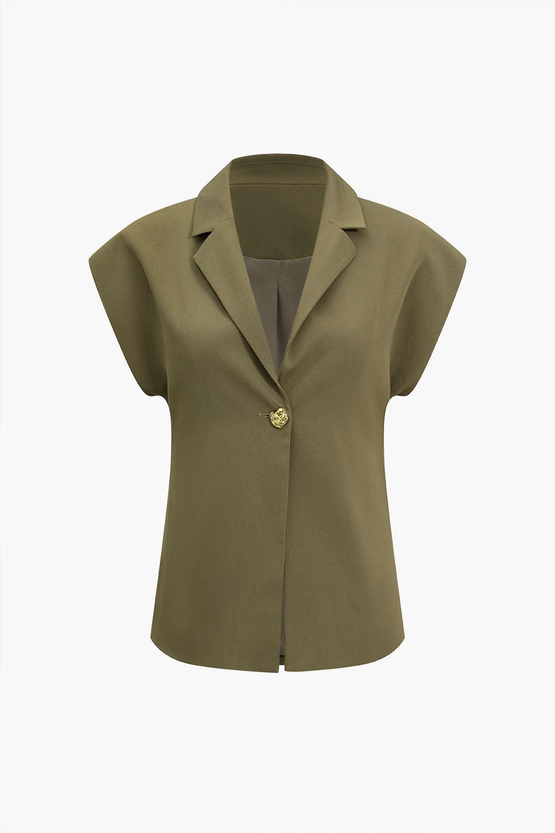 Olive Grace Sleeveless Blazer - Phentora
