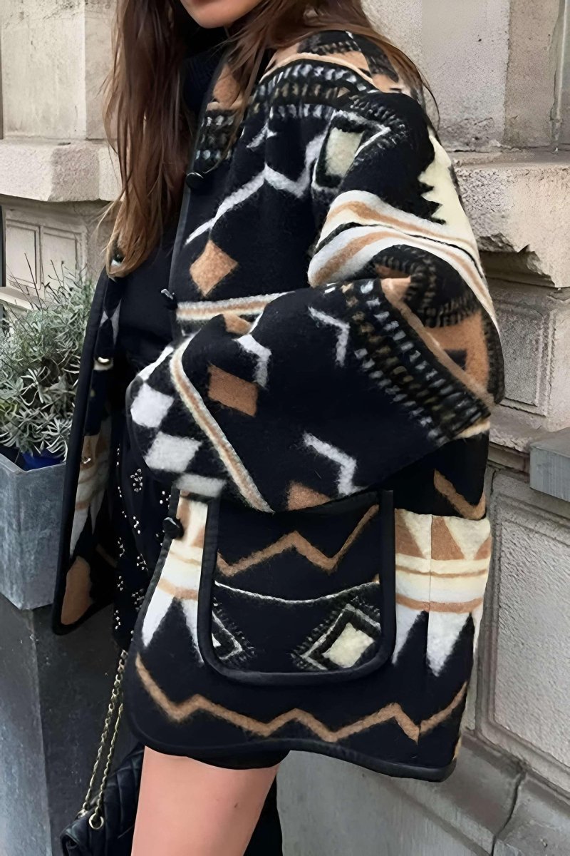 Nomadic Pattern Bol Kesim Ceket - Phentora