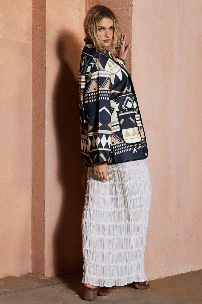 Nomadic Pattern Bol Kesim Ceket - Phentora