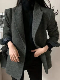 Waverly Dikiş Detaylı Balıksırtı Desenli Blazer Ceket - Phentora