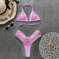 Büzgü Detaylı Bikini - Mor - Phentora