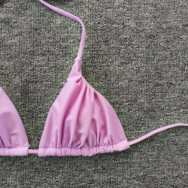 Büzgü Detaylı Bikini - Mor - Phentora