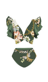 Çiçek Desenli Bikini Mayo ve Etek - Phentora