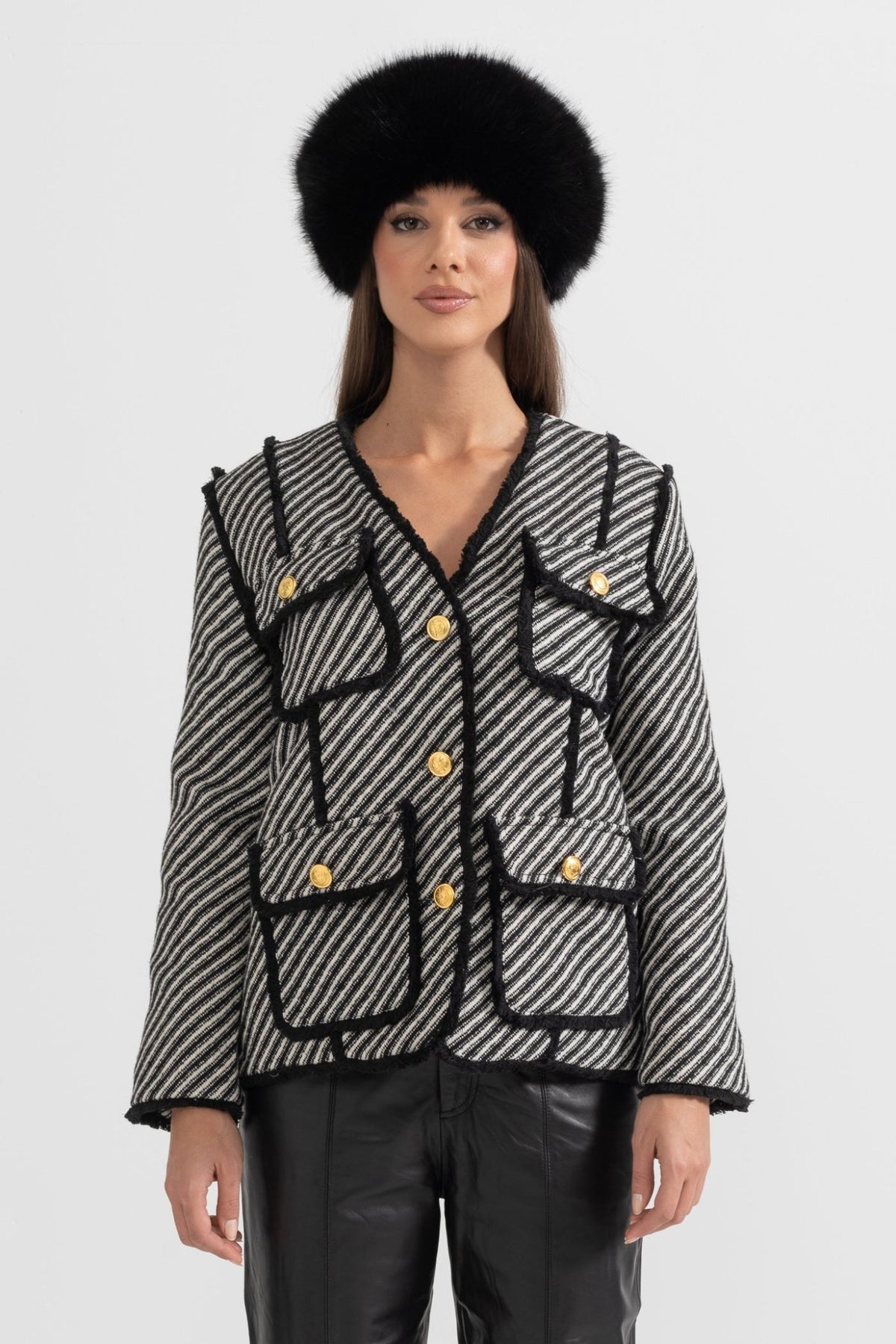 Çizgili Tüvit Blazer - Phentora