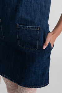 Parıldayan Fiyonklarla Süslenmiş Denim Mini Elbise - Phentora