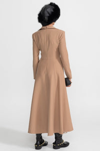 Kollu Elbise Düğüm Detaylı – Camel - Phentora