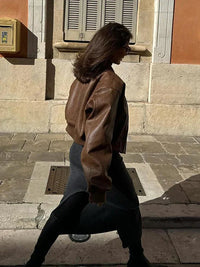 Camden Vintage Suni Deri Bomber Ceket - Phentora